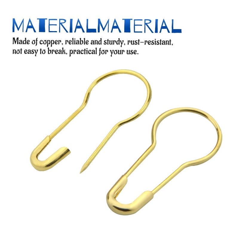 WMYCONGCONG 1000 pcs 0.8" Copper Gold Safety Pins Clothing Tag Pins Gourd Pins Bulb Pin Bead Needle Pin for DIY Home Accessories (Gold) - Image 4